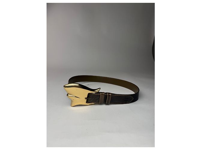 Vintage Gianni Versace Ledergürtel braun Khaki - Ansicht 5
