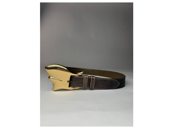 Vintage Gianni Versace Ledergürtel braun Khaki - Ansicht 8