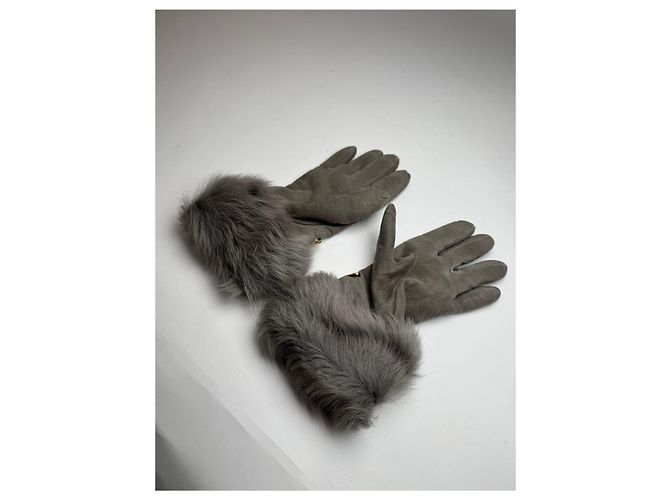 Vintage Escada Suede Cashmere Gloves Size 7 grey - view 2