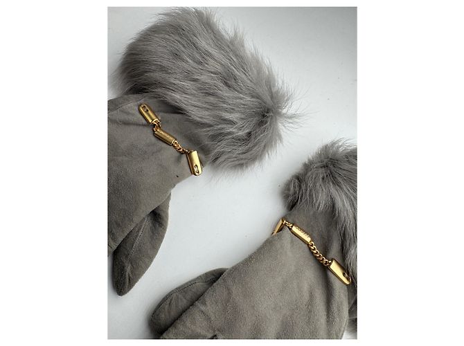 Vintage Escada Suede Cashmere Gloves Size 7 grey - view 3