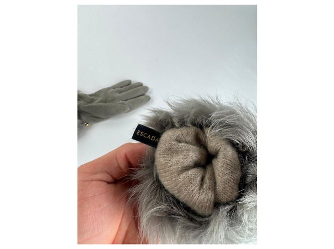 Vintage Escada Suede Cashmere Gloves Size 7 grey - view 6
