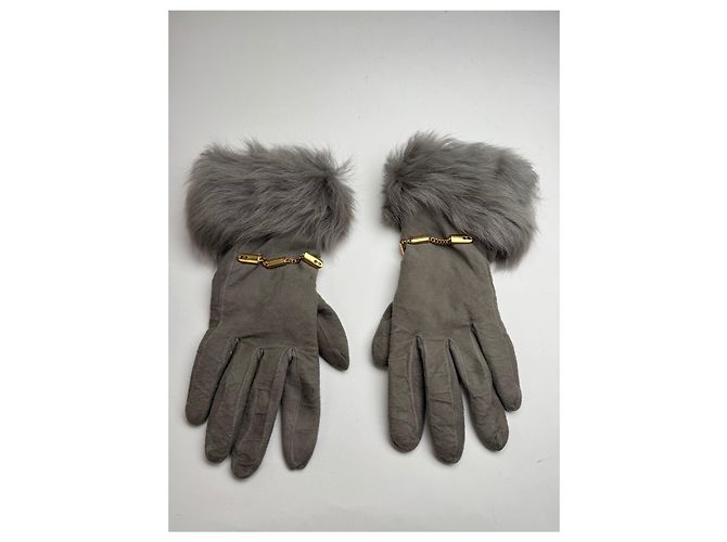 Vintage Escada Suede Cashmere Gloves Size 7 grey - view 7