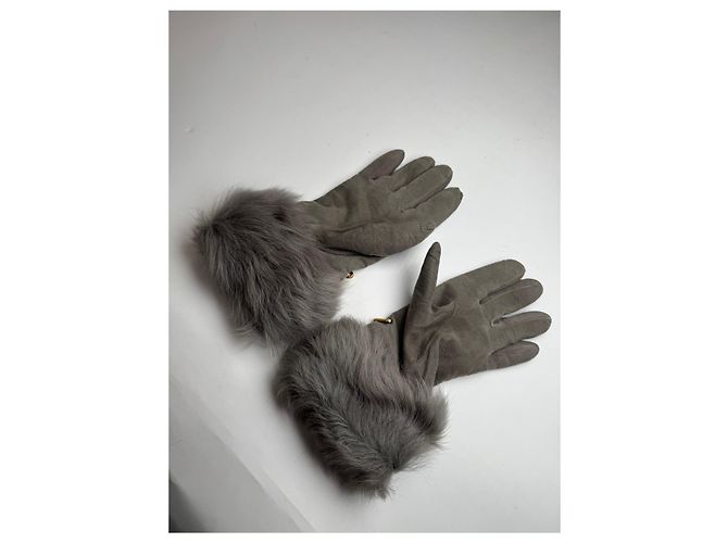 Vintage Escada Suede Cashmere Gloves Size 7 grey - view 9