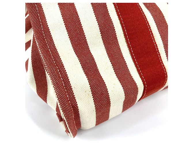 Hermès Bolso Hermes Cannes GM a rayas con pouch Roja - vista 10