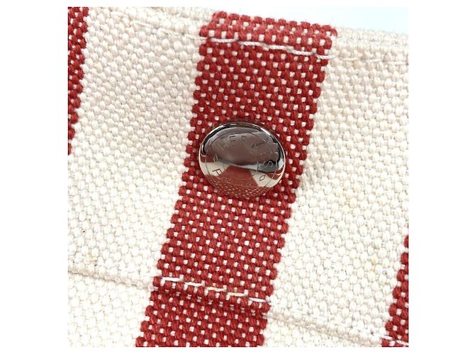 Hermès Bolso Hermes Cannes GM a rayas con pouch Roja - vista 11