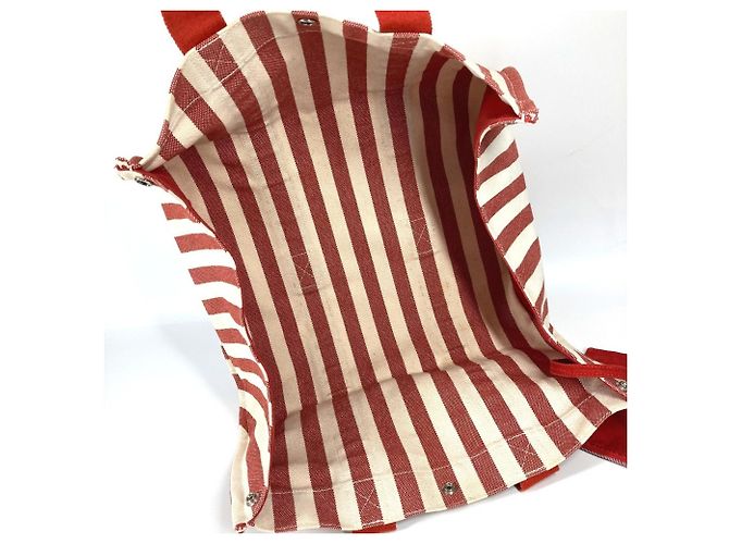 Hermès Bolso Hermes Cannes GM a rayas con pouch Roja - vista 12