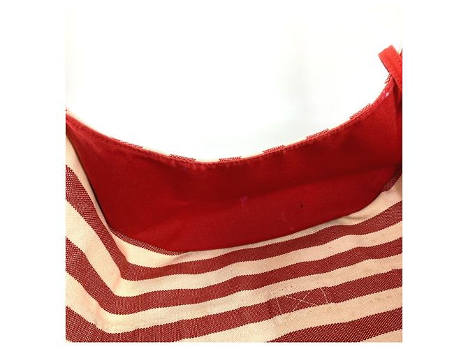 Hermès Bolso Hermes Cannes GM a rayas con pouch Roja - vista 13