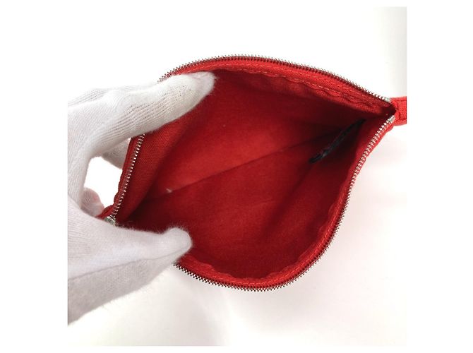 Hermès Bolso Hermes Cannes GM a rayas con pouch Roja - vista 16