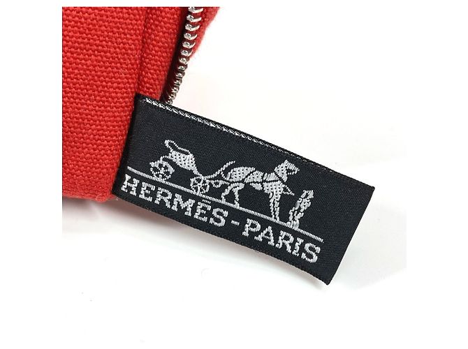 Hermès Bolso Hermes Cannes GM a rayas con pouch Roja - vista 17