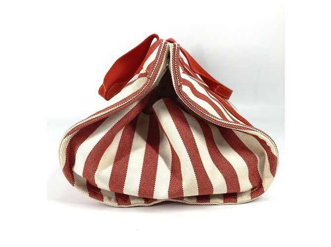 Hermès Bolso Hermes Cannes GM a rayas con pouch Roja - vista 3