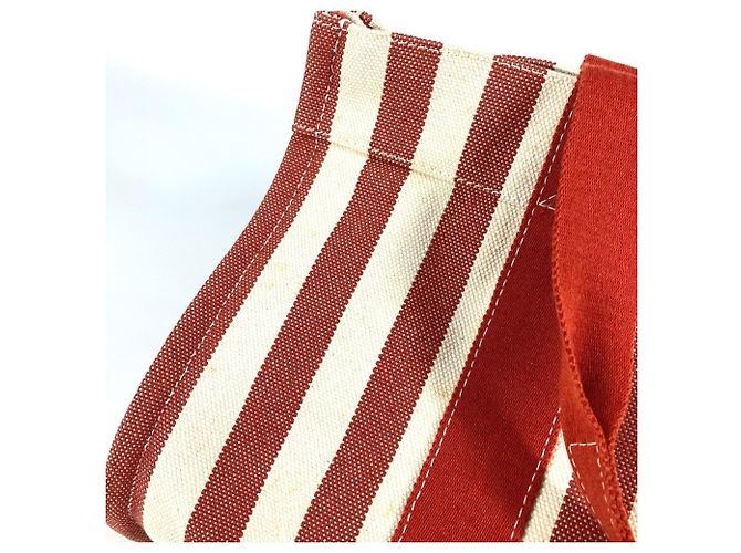 Hermès Bolso Hermes Cannes GM a rayas con pouch Roja - vista 8