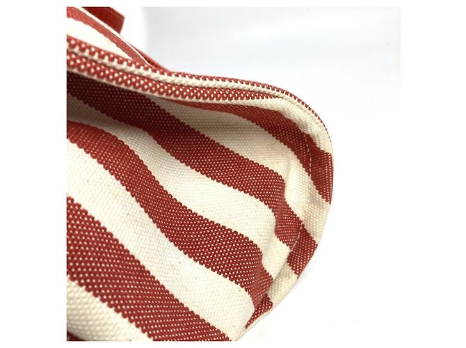 Hermès Bolso Hermes Cannes GM a rayas con pouch Roja - vista 9