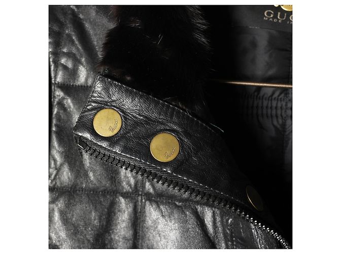 Increíble chaqueta Gucci con cuello de piel Negro - vista 11