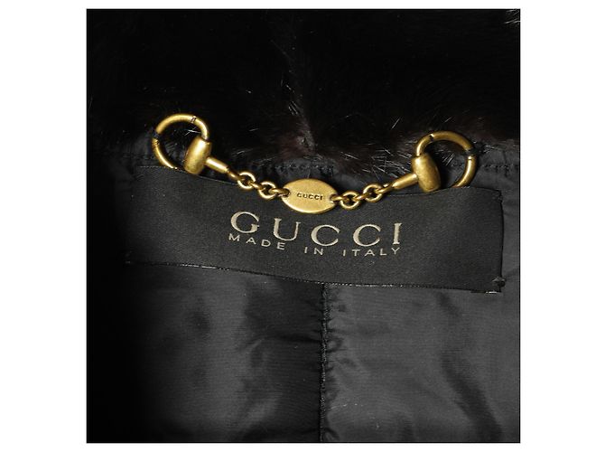 Increíble chaqueta Gucci con cuello de piel Negro - vista 12