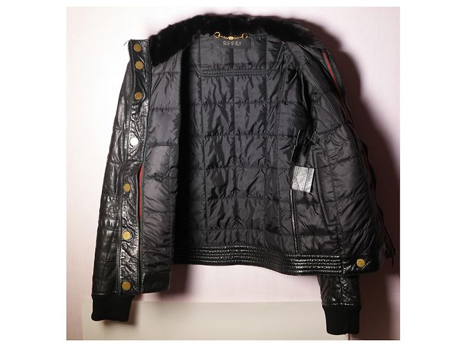Increíble chaqueta Gucci con cuello de piel Negro - vista 13