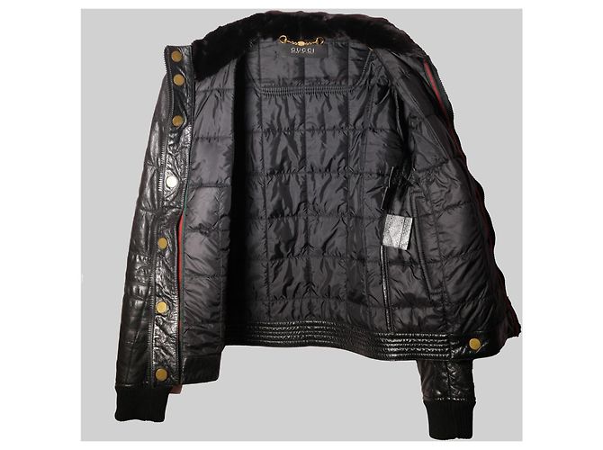 Increíble chaqueta Gucci con cuello de piel Negro - vista 2