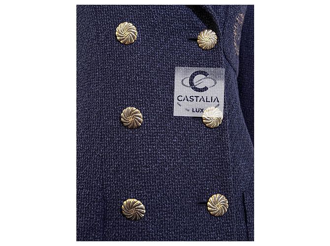 Chanel Navy Tweed Jacke mit ikonischem CC-Logo-Patch 36 FR Marineblau - Ansicht 7