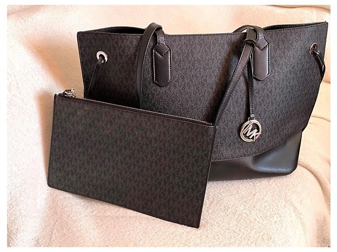 Borsa tote Michael Kors Jet Set in pelle nera Nero - vista 2