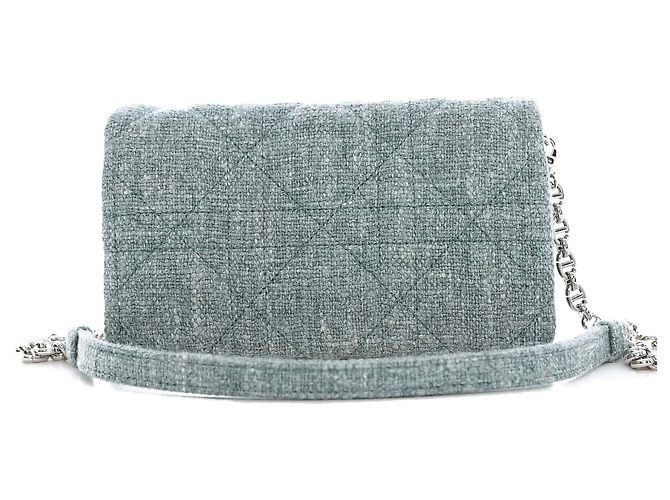Dior Borsa a Spalla Caro Tweed Blu - vista 4