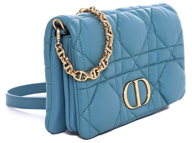 Cannage Borsa a spalla Dior Caro Blu - vista 2