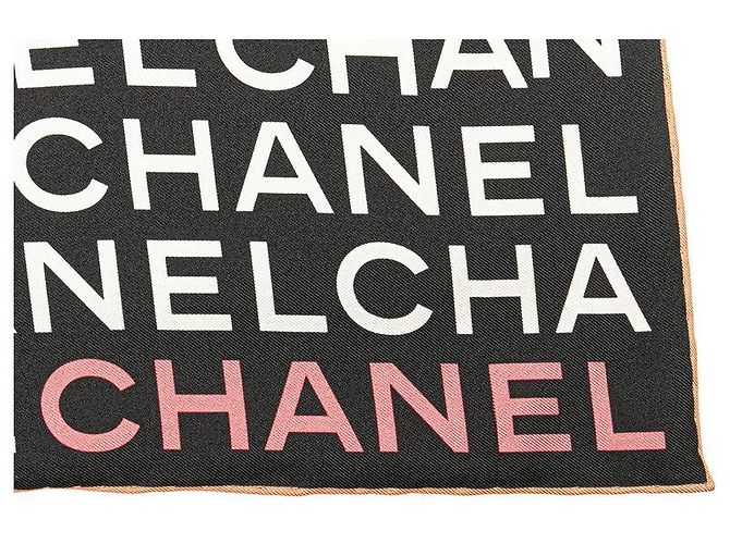 Foulard in seta con logo Chanel ricamato Nero - vista 3