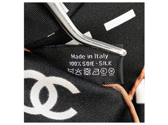 Foulard in seta con logo Chanel ricamato Nero - vista 5