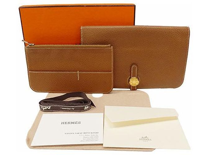 Hermès Portafoglio Duo Dogon Hermes Marrone - vista 4