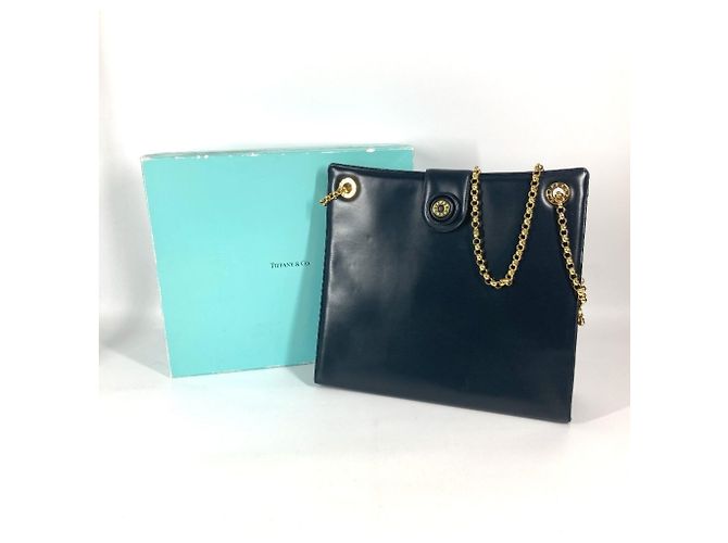 Borsa tote in pelle blu navy Tiffany & Co. - vista 18