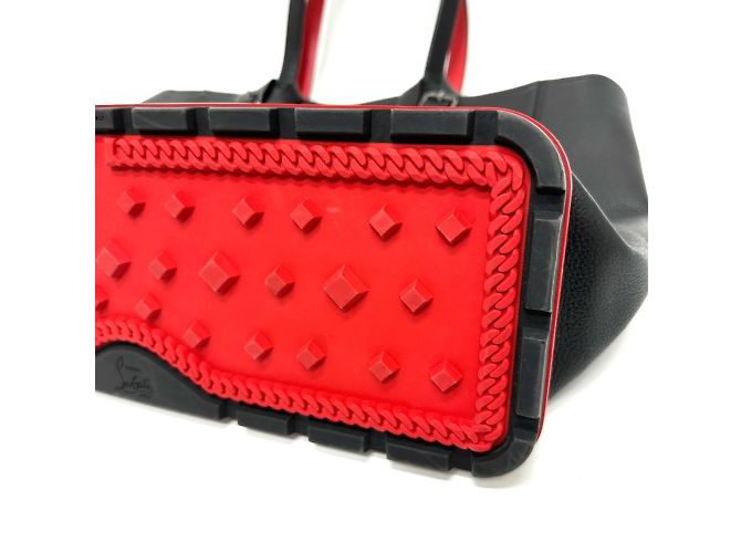 Borsa tote in pelle nera e rossa Christian Louboutin - vista 4