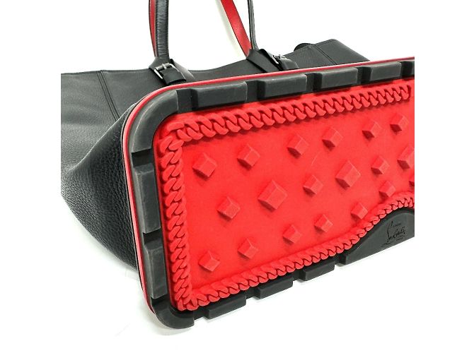 Borsa tote in pelle nera e rossa Christian Louboutin - vista 5