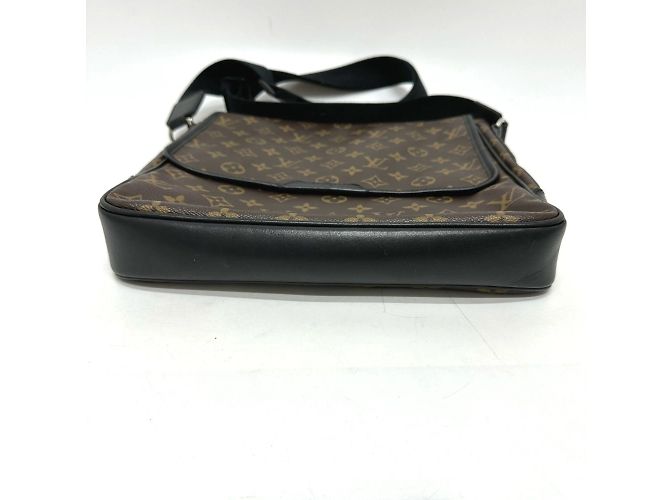 Borsa a tracolla Louis Vuitton Monogram Macassar Bus MM Marrone Nero - vista 3