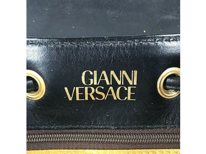 Zaino vintage leopardato Versace Nero Giallo - vista 10