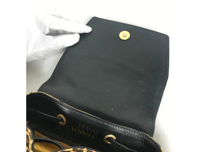 Zaino vintage leopardato Versace Nero Giallo - vista 11