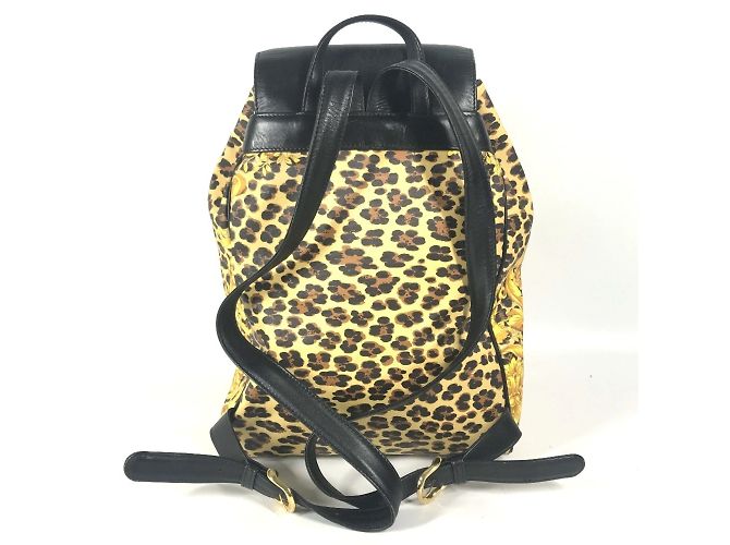 Zaino vintage leopardato Versace Nero Giallo - vista 2