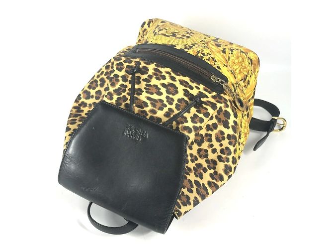 Zaino vintage leopardato Versace Nero Giallo - vista 3
