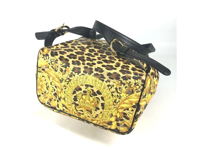 Zaino vintage leopardato Versace Nero Giallo - vista 4