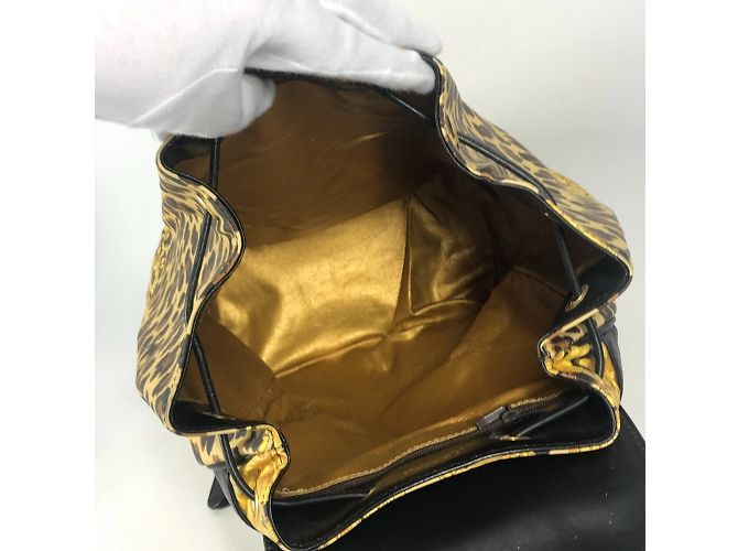 Zaino vintage leopardato Versace Nero Giallo - vista 9