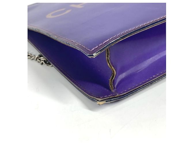 Bolsa de ombro de corrente dupla Chanel Hologram CC Coco Mark Roxo - vista 7