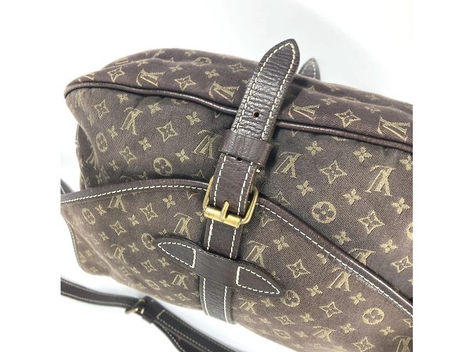 Borsa a Spalla Mini Lin Monogram Louis Vuitton Marrone Grigio antracite - vista 14