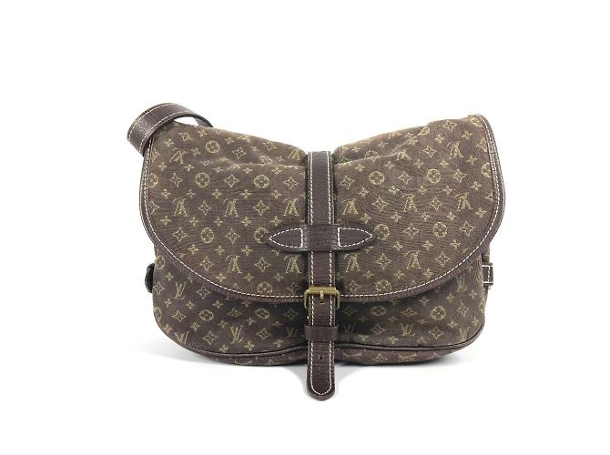 Borsa a Spalla Mini Lin Monogram Louis Vuitton Marrone Grigio antracite - vista 2