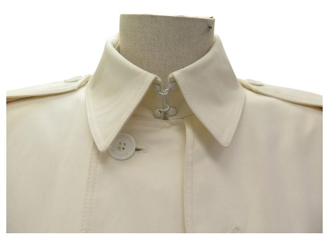 ABRIGO BURBERRY LONDRES TRENCH LARGO IMPERMEABLE CINTURÓN ALGODÓN TAMAÑO 38 M Crudo - vista 2
