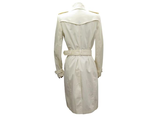 ABRIGO BURBERRY LONDRES TRENCH LARGO IMPERMEABLE CINTURÓN ALGODÓN TAMAÑO 38 M Crudo - vista 3