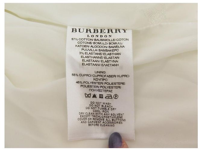 ABRIGO BURBERRY LONDRES TRENCH LARGO IMPERMEABLE CINTURÓN ALGODÓN TAMAÑO 38 M Crudo - vista 9