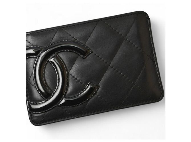 Cambon Tarjetero de cuero negro Chanel - vista 3