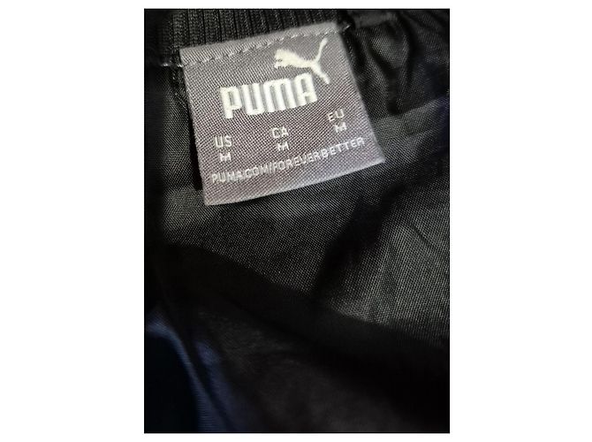 Giacca impermeabile Puma di mezza stagione nera con striscia zebra beige, taglia M 38 - vista 4