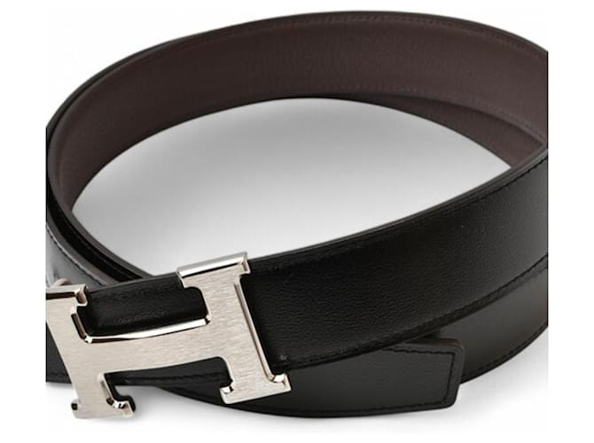 Hermès Wende-Gürtel in Schwarz und Schokolade - Ansicht 2