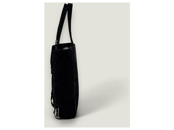 Mini tote in suede con frange di Chanel con strass Nero - vista 15
