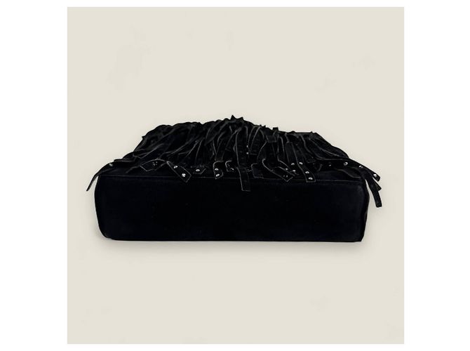 Mini tote in suede con frange di Chanel con strass Nero - vista 16