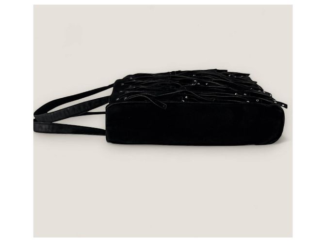 Mini tote in suede con frange di Chanel con strass Nero - vista 17