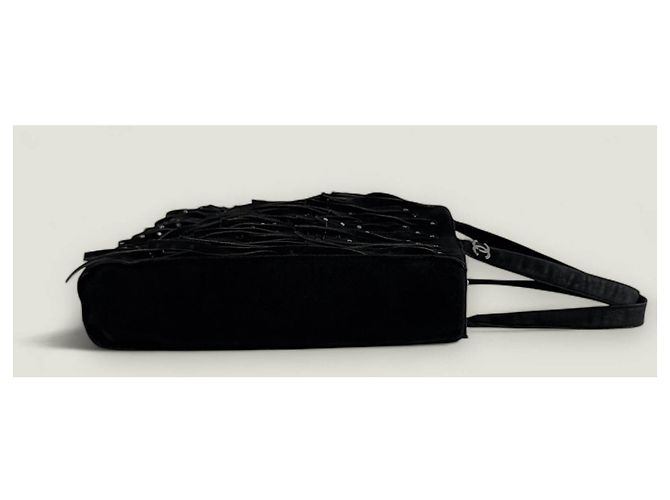 Mini tote in suede con frange di Chanel con strass Nero - vista 18
